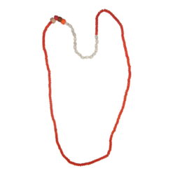 Halsband, rött/vitt glas, vikingatid
